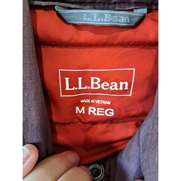 L.L. Bean Downtek Women's Down Puffer Coat Jacket Full Zip Med Heathered Purple - Picture 2 of 11